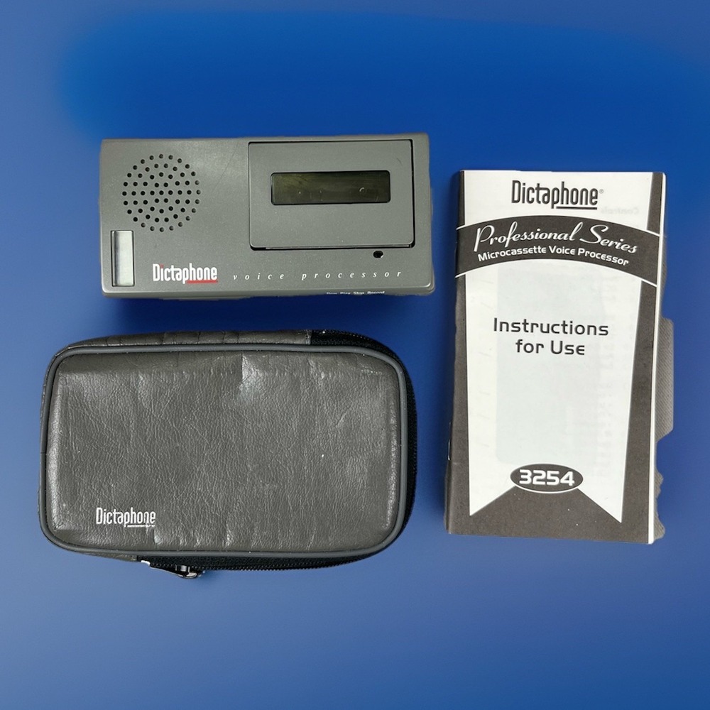 Dictaphone 3254 Microcassette Voice Processor Handheld w/ Case & Manual WORKS